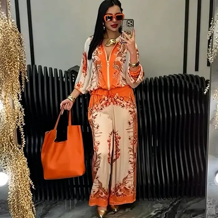Ensemble pyjama 2 pièces élégant à imprimé floral Phénix