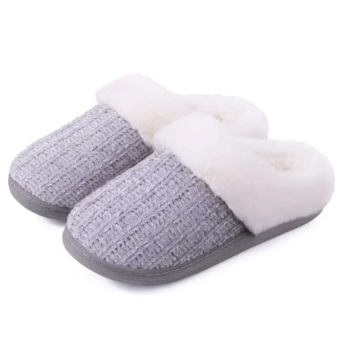Comwarm hiver chaud tricot maison pantoufles pour femmes confortable laine doublé Chenille