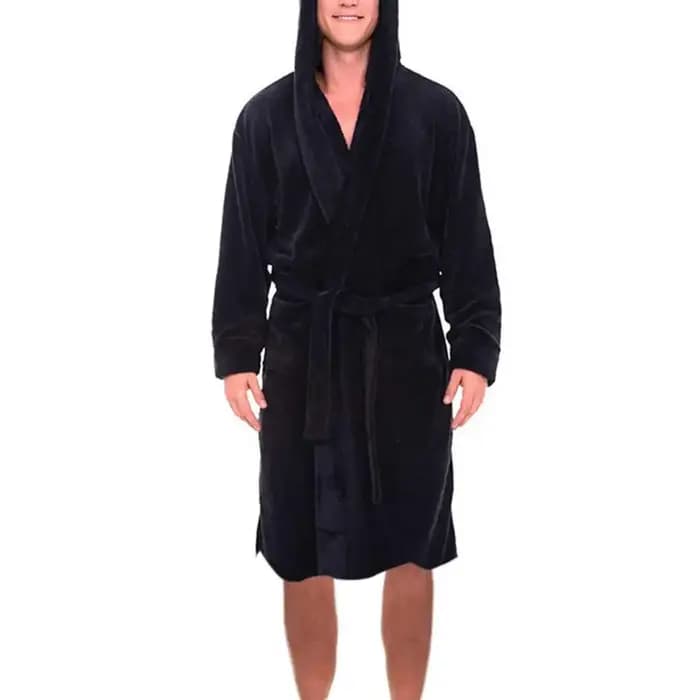Peignoir Chaud à Capuche et Manches sulfpour Homme, Vêtement de Nuit avec Ceinture et Poche, Couleur