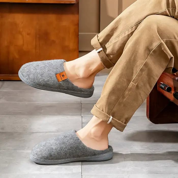 Pantoufles d'hiver à plateforme en feutre pour hommes