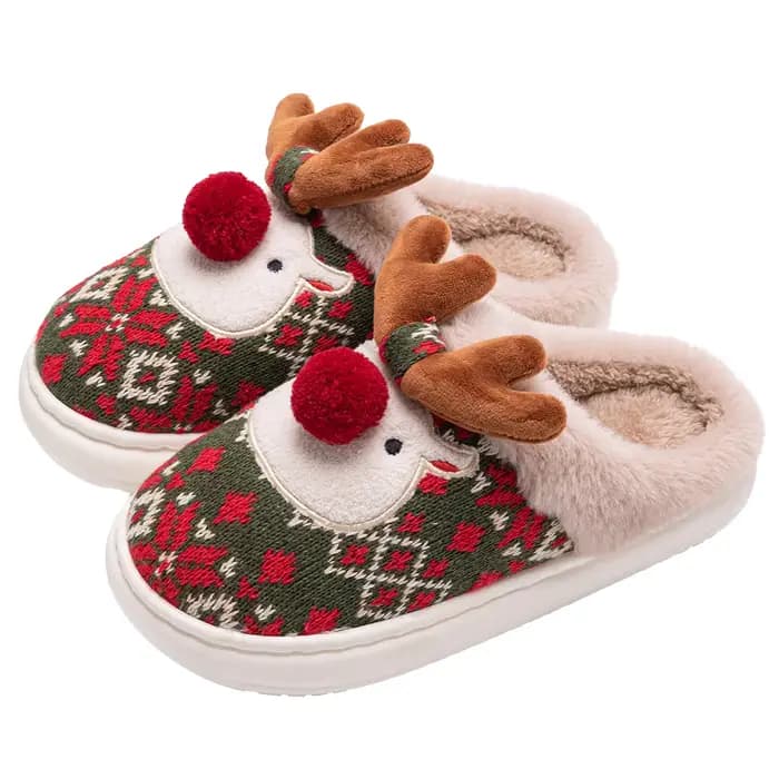 Belles pantoufles d'hiver pour femmes, pantoufles de maison en coton, dessin animé mignon, cerf de n