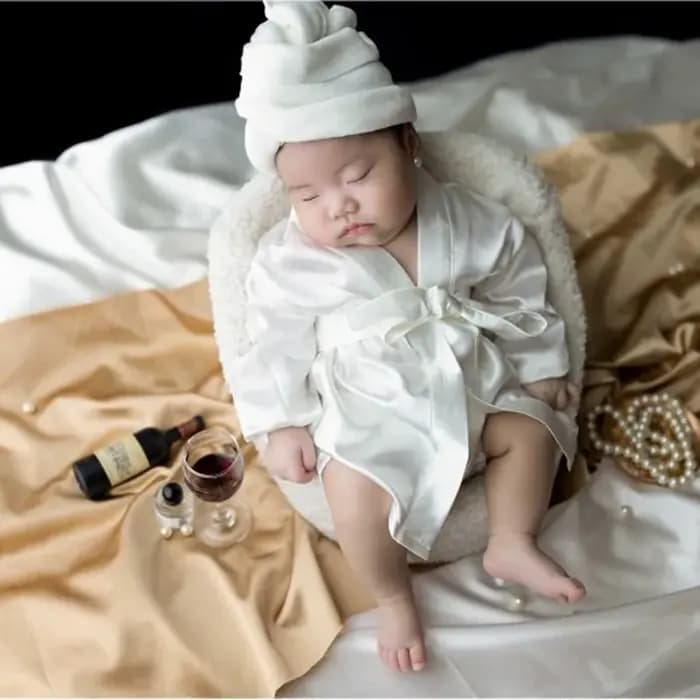 Peignoir en soie douce et ensemble bonnet de douche pour bébé