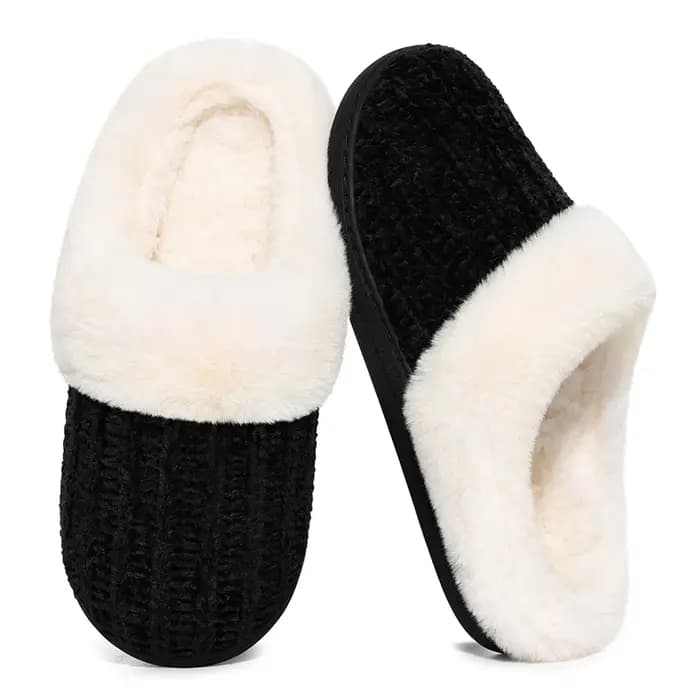 Comwarm hiver chaud tricot maison pantoufles pour femmes confortable laine doublé Chenille pantoufle