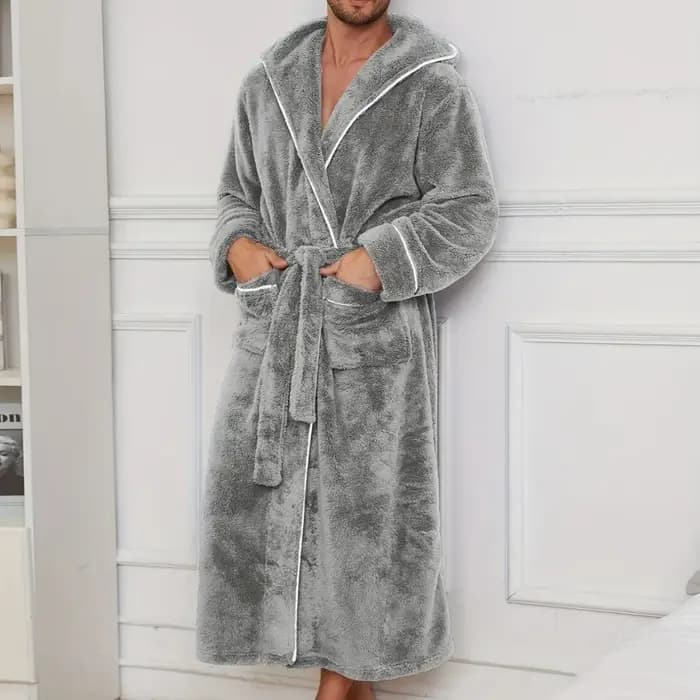 Hommes automne/hiver nouveau Style confortable coton flanelle Robe de luxe ouvert sur le devant Couples