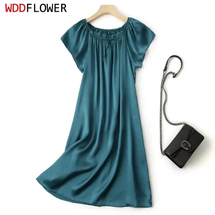 Robe de nuit Mulberry pour femmes, chemise de nuit, robes de maison, doux, monochromatique, plus de couleurs, vêtements de nuit, FF035, 100%