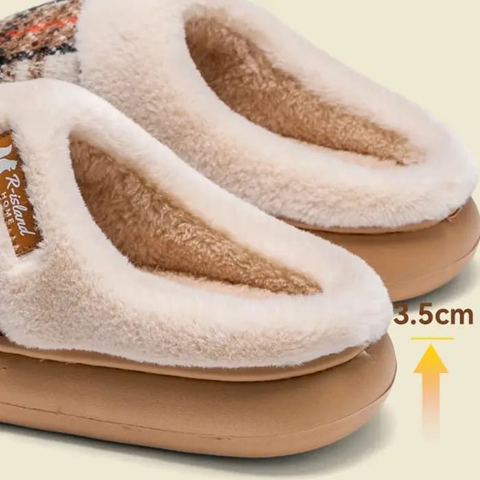 Femmes hiver chaud fourrure pantoufles rayure maison chaussures antidérapantes confort talon plat