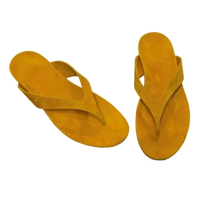 Tongs de plage confortables en cuir suédé de mouton pleine fleur 100 %