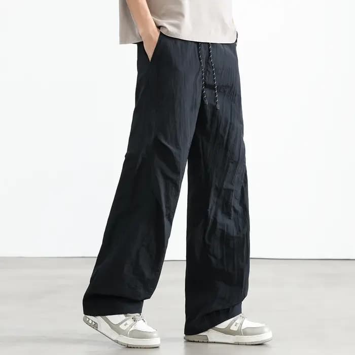 Pantalon décontracté d'été pour homme en soie glacée, coupe ample, respirant, séchage rapide, style