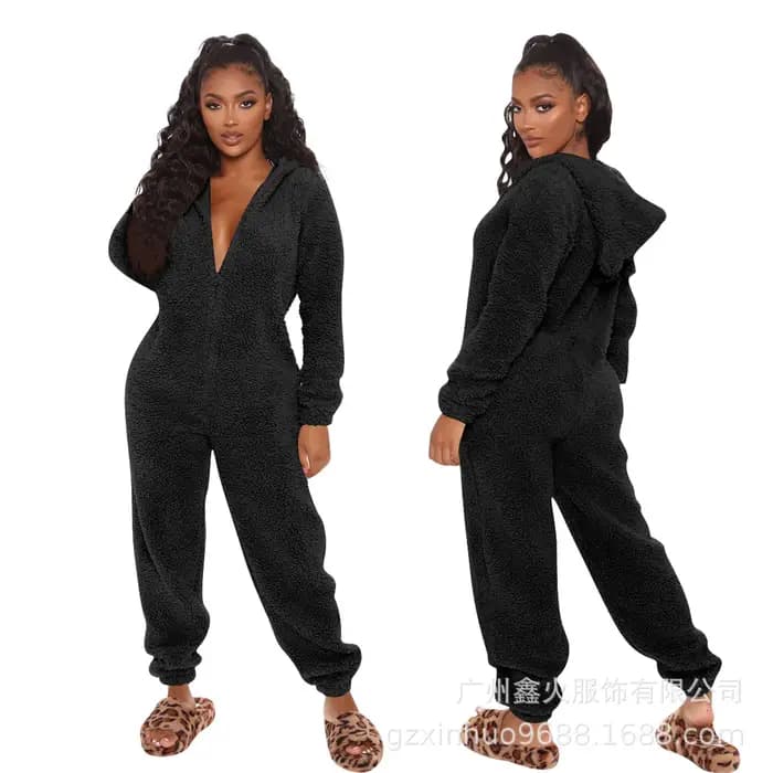 Nouveaux pyjamas en polaire à capuche pour femmes grandes tailles 5XL, combinaisons en polaire moell