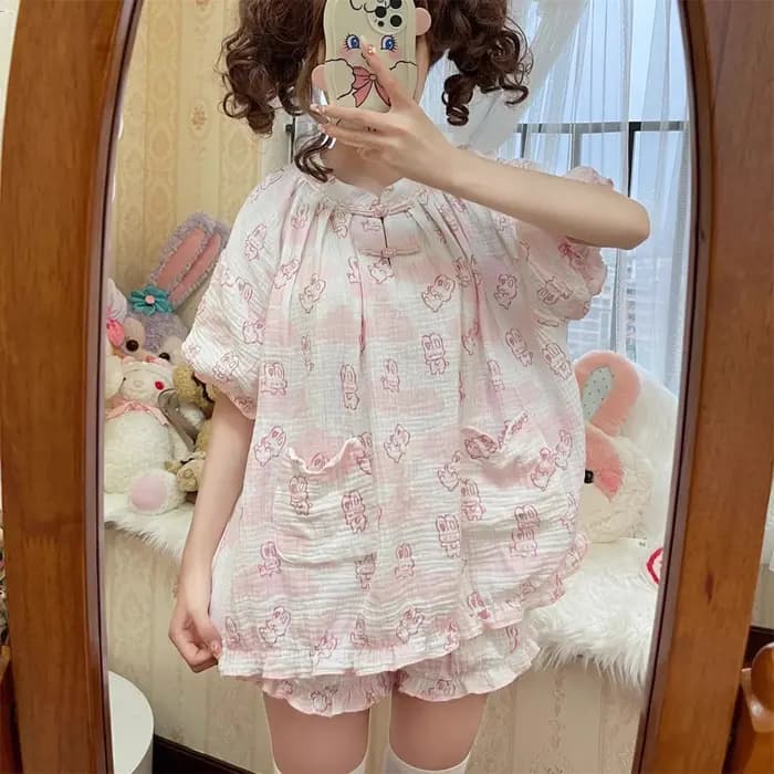 Ensemble pyjama imprimé lapin style Kawaii Lolita