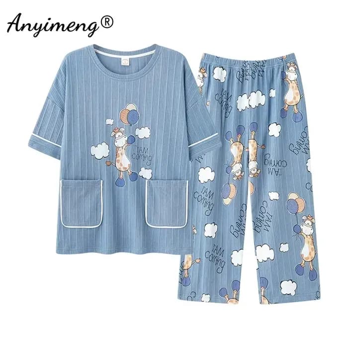 Capris-Pyjama d'été en coton pour femme