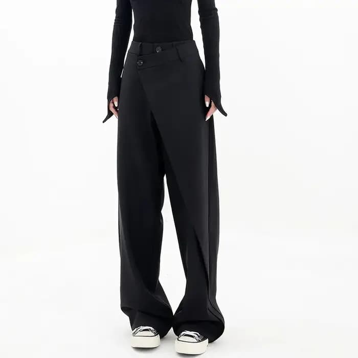 Pantalon large taille haute irrégulier pour femme, Y2K, mode estivale, patchwork décontracté, monoch