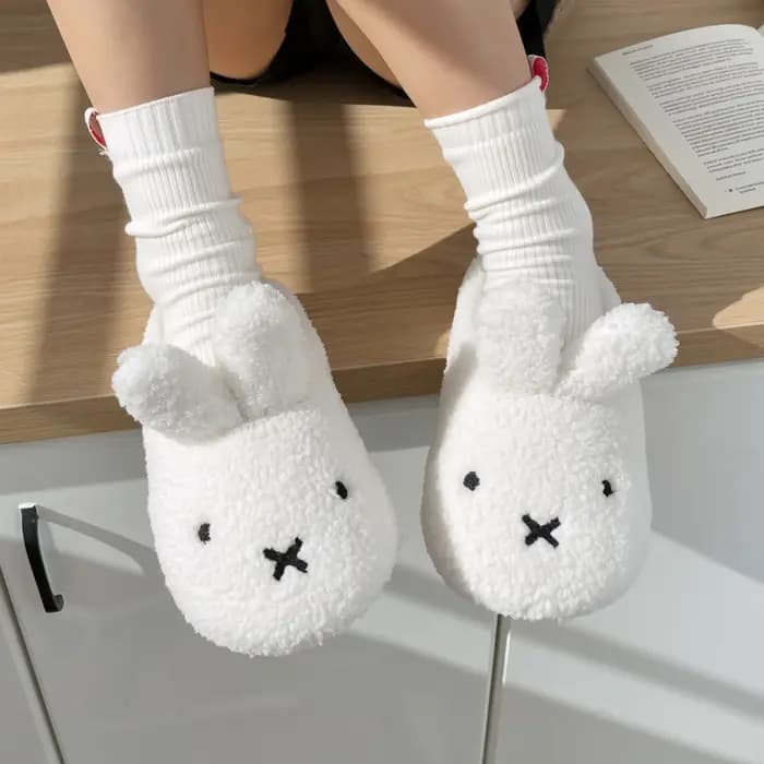 Dessin animé Miffy coton pantoufles Ins coréen maison chaud en peluche fond épais fourrure