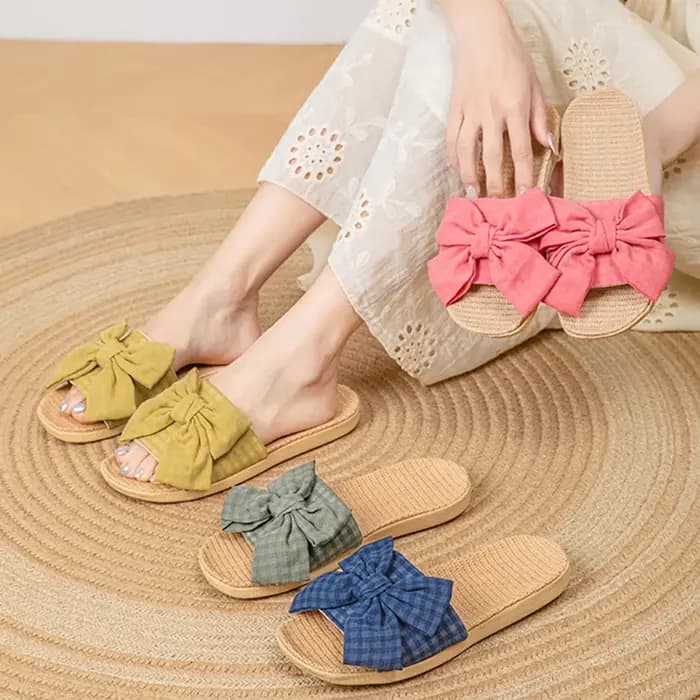 Nouvelles pantoufles en tissu et lin pour femmes