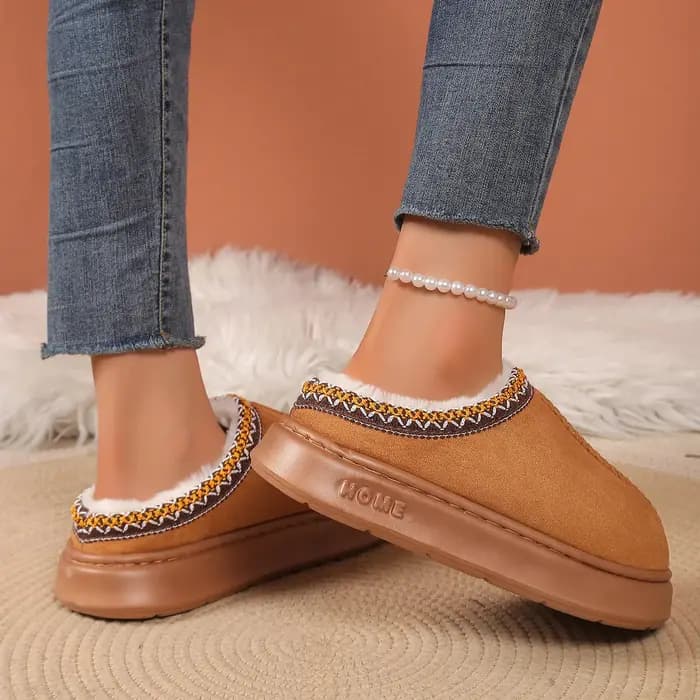 Pantoufles de maison en Faux daim de couleur unie pour hommes et femmes