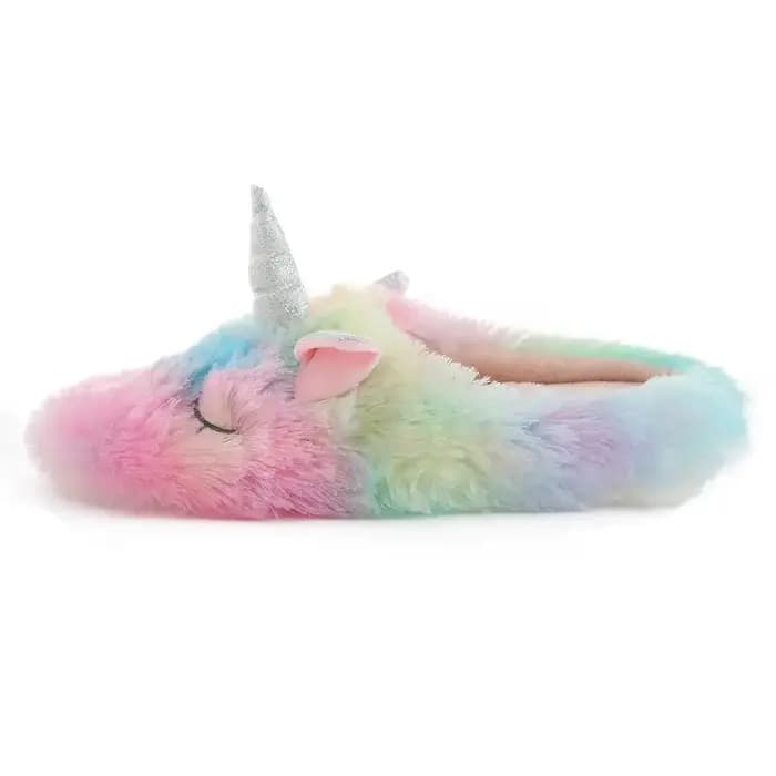 Pantoufles d'intérieur en peluche arc-en-ciel pour femmes