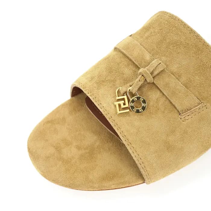Pantoufles plates en daim de mouton pour femmes
