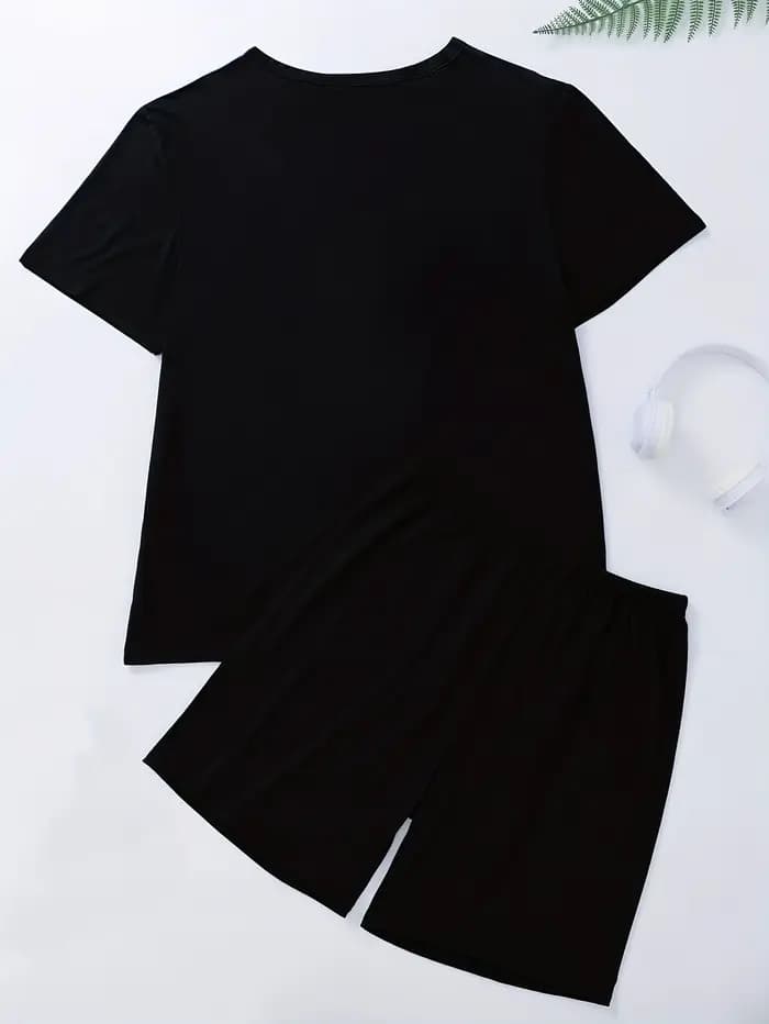 Pyjama deux pièces pour hommes ensemble de vêtements de maison à manches courtes et shorts motif géométrique à la mode pour printemps été automne et hiver