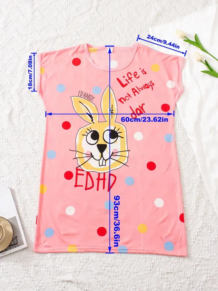 Pyjama décontracté rose à motif de lapin de dessin animé