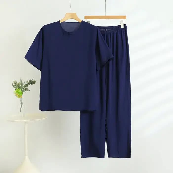 Pyjamas en coton pour hommes nouvelle grande taille vêtements de nuit à manches courtes haut pantalon ensemble salon