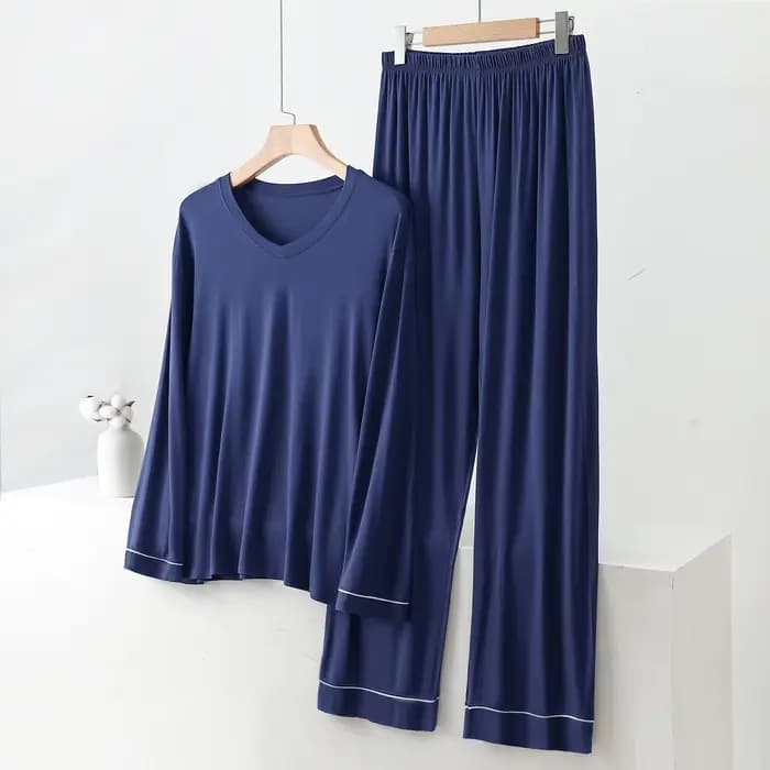 Printemps automne Pyjamas pour hommes nouveau Modal à manches longues chemise pantalon costume vêtements de nuit amples