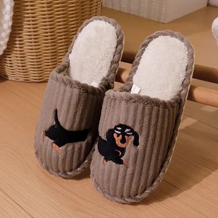 Pantoufles d'intérieur à motif de chien de dessin animé pour femmes, pantoufles de chambre à coucher