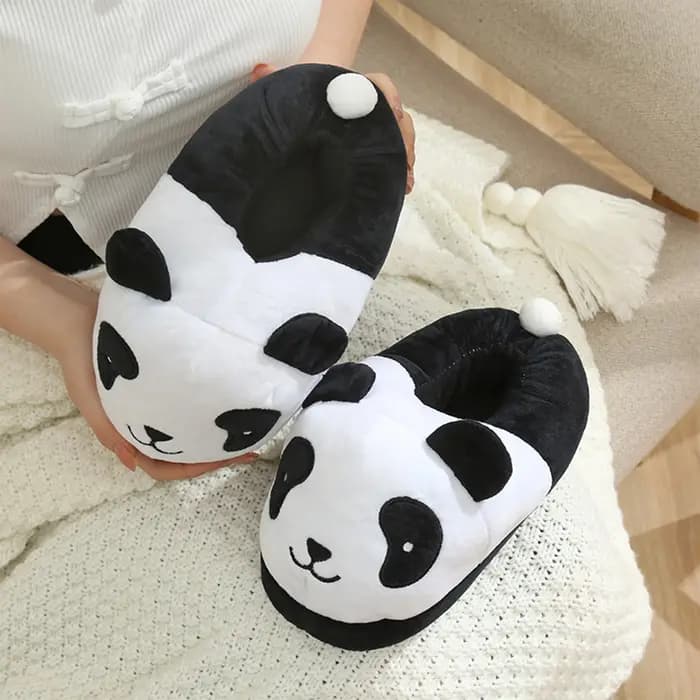 Adulte unisexe dessin animé Panda pantoufles mignon en peluche