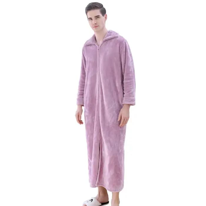 Automne hiver flanelle vestes à glissière pour femmes Couples robe de nuit mode chaud grands revers