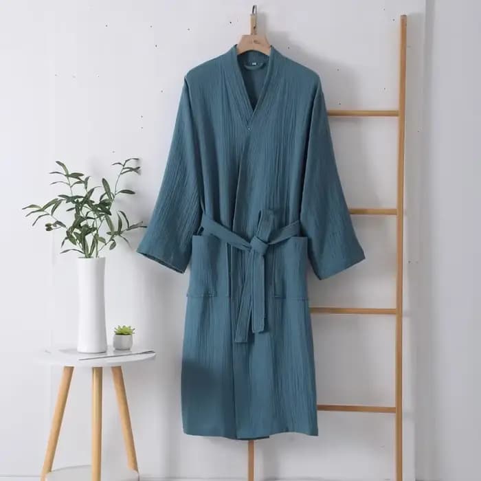 Peignoir à manches longues en coton multicolore pour hommes et femmes, vêtements de maison absorbant
