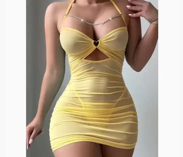 Épaules dénudées Ultra courtes Sexy soutiens-gorge pyjamas maison fronde robes chemises de nuit Sexi