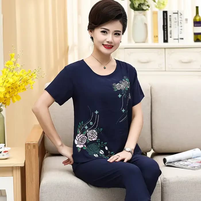 Été femmes Pijama Adulto Feminino XL-4XL grande taille lin coton imprimé pyjama ensemble