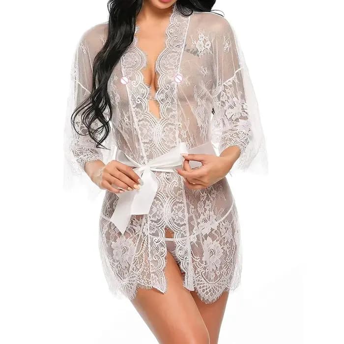 Robe de nuit transparente en dentelle pour femme