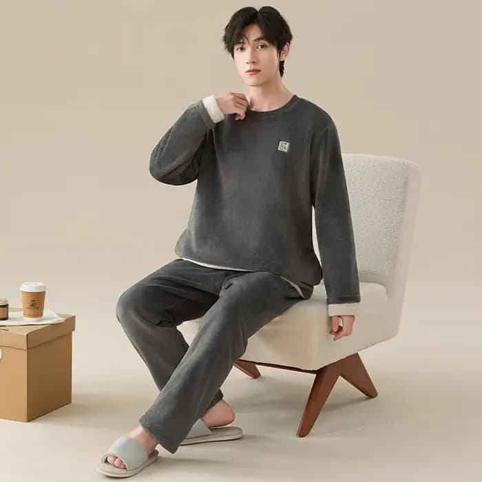 Le plus récent hiver épais chaud flanelle pyjamas ensemble hommes corail polaire Pijama Hombre