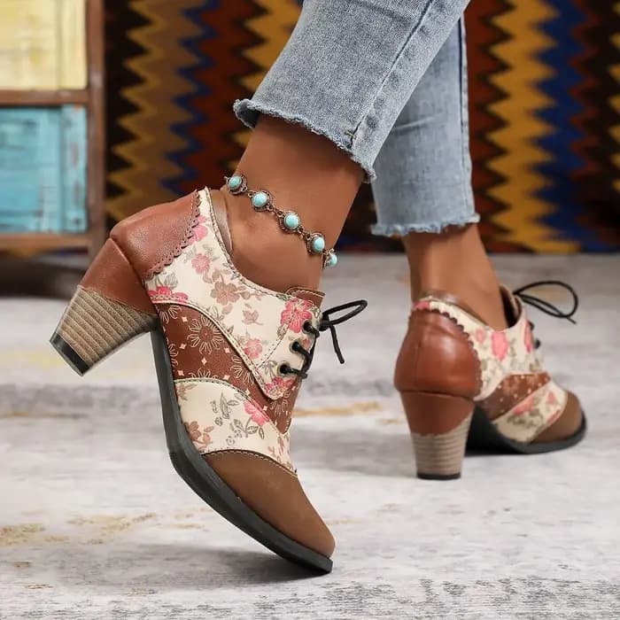 Femmes chaussures à talons hauts automne nouvelles bottines fleur mode cuir femmes bottes courtes fe