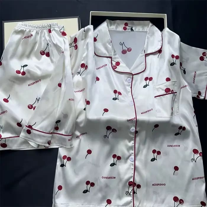 Ensemble pyjama imprimé cerise pour femmes