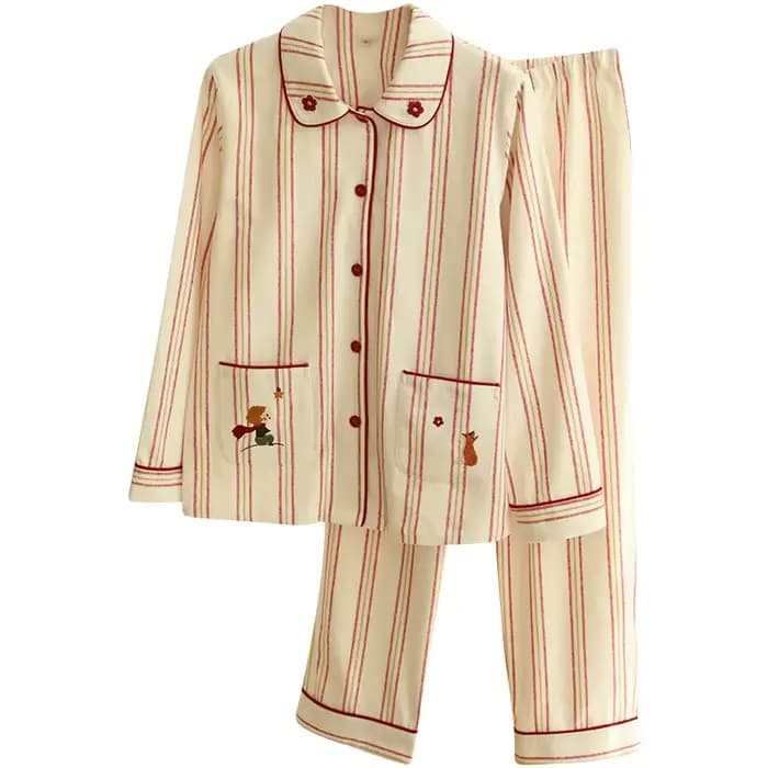 Ensemble pyjama Vintage rayé avec col Peter Pan