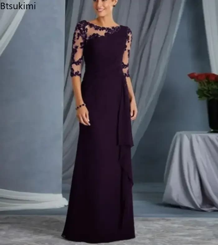 Robe longue en dentelle pour femmes