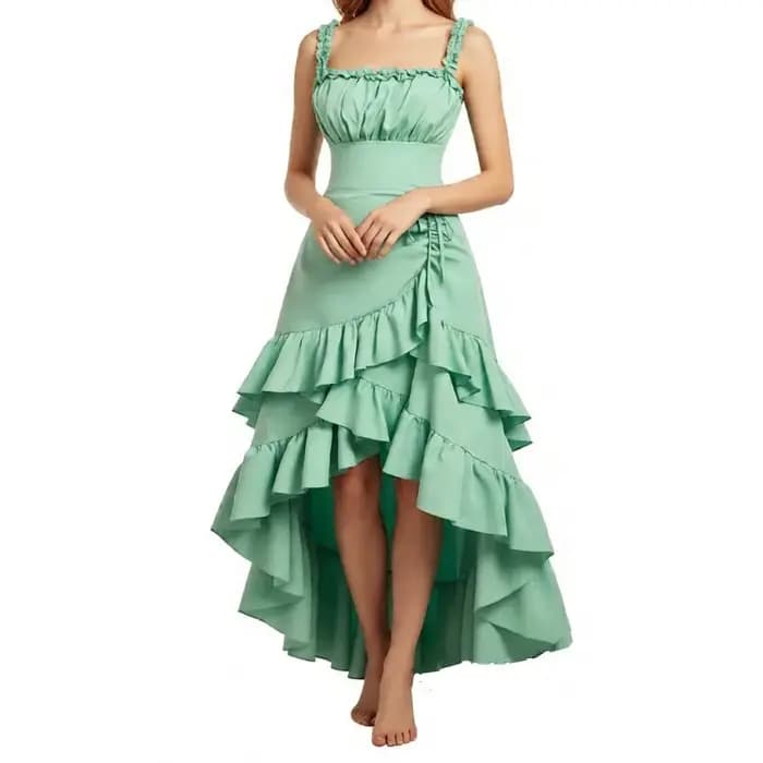 Robe de soirée asymétrique à volants pour femme