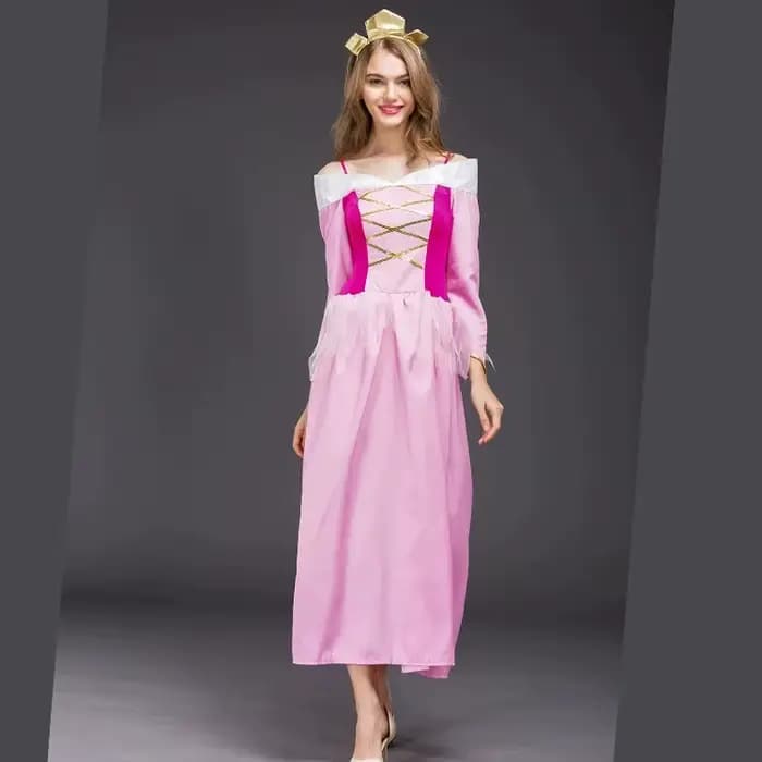 Costume de princesse Aurora de la Belle au bois dormant rose de luxe pour femme, costume magnifique