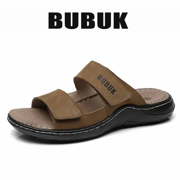 Bubuk Pantoufles à enfiler en cuir véritable pour hommes