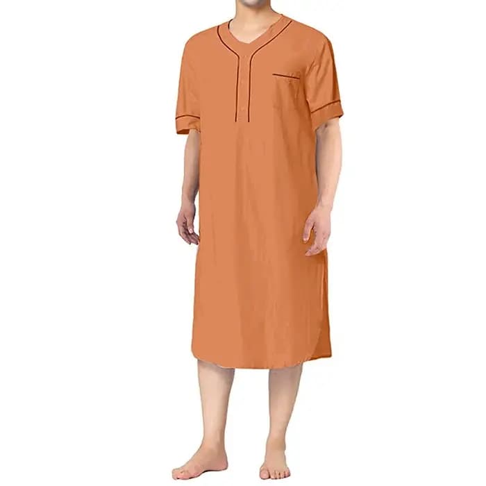 Pyjama d'été à manches courtes et col en v pour homme