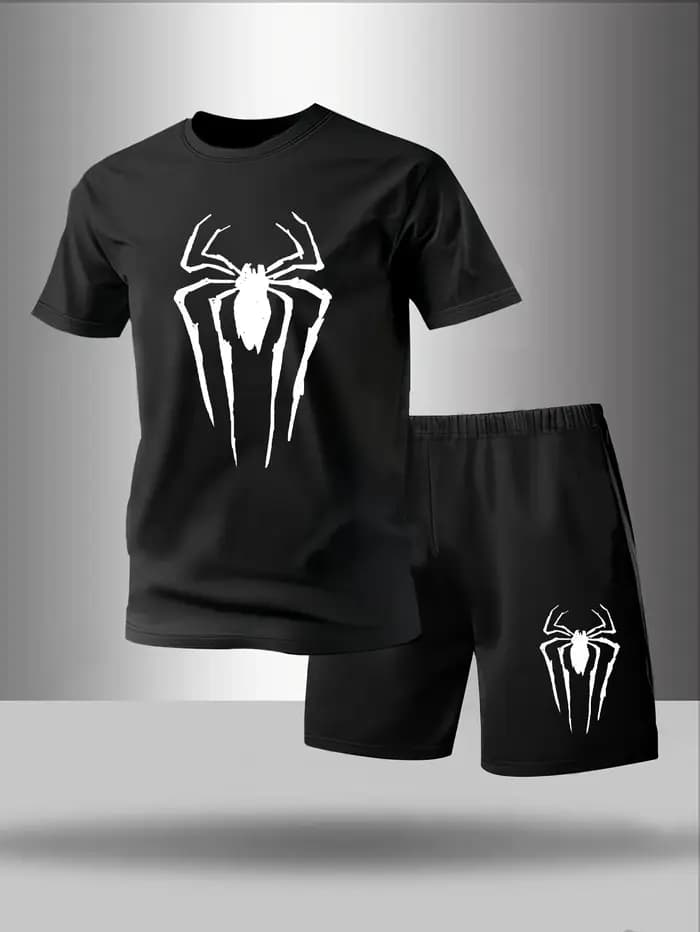Pyjama deux pièces pour hommes ensemble de vêtements de maison à manches courtes et shorts motif géo