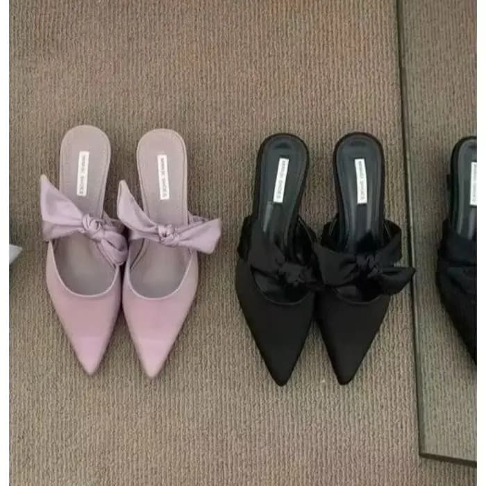 Demi-pantoufles en Satin à bout pointu pour femmes