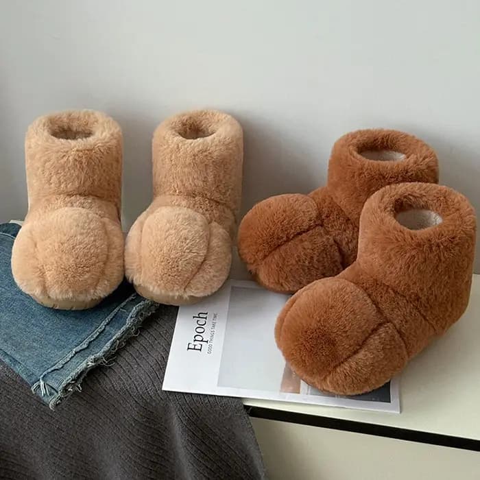 Kawaii fourrure chat patte pantoufle mode Imitation