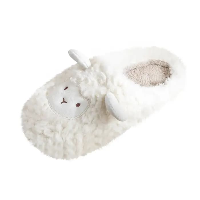 Femmes maison moelleux pantoufles plate-forme anti-dérapant confortable chaussures chaudes mignon mouton en plein air