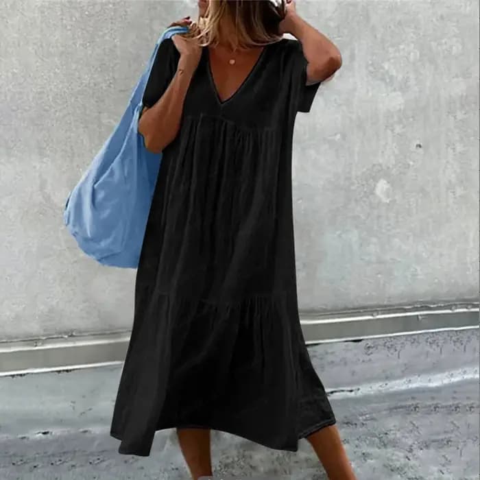 Nouvelles robes midi en coton et lin pour femmes