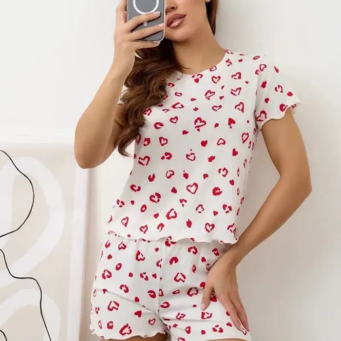 Pyjama pour femmes, pyjama imprimé léopard avec short