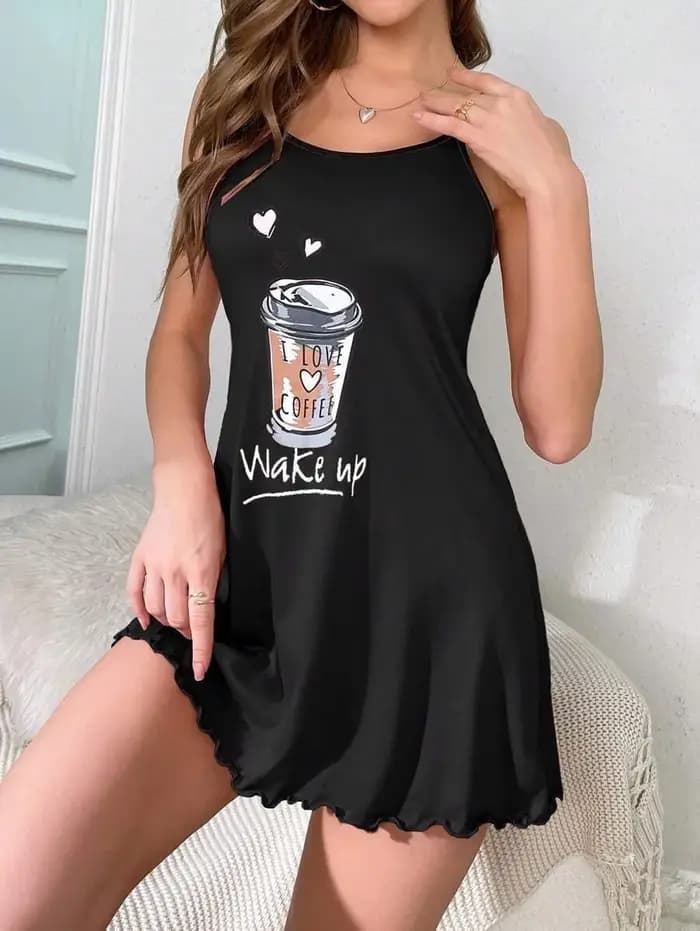 Robe de nuit confortable pour femmes, style estival, imprimé, motifs multiples, robe sans bretelles,