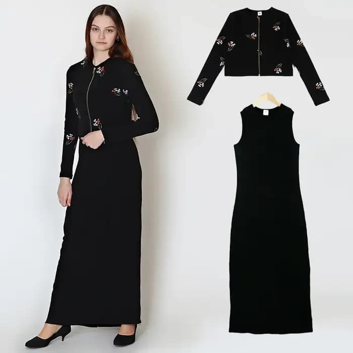 Robe longue cardigan côtelée pour femme avec fermeture éclair dorée