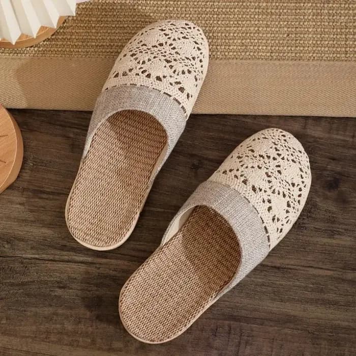 Chaussons d'intérieur respirants en lin pour femmes et hommes